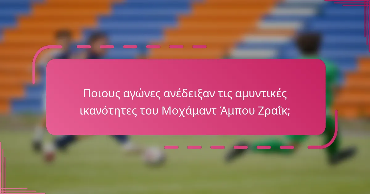 Ποιους αγώνες ανέδειξαν τις αμυντικές ικανότητες του Μοχάμαντ Άμπου Ζραΐκ;
